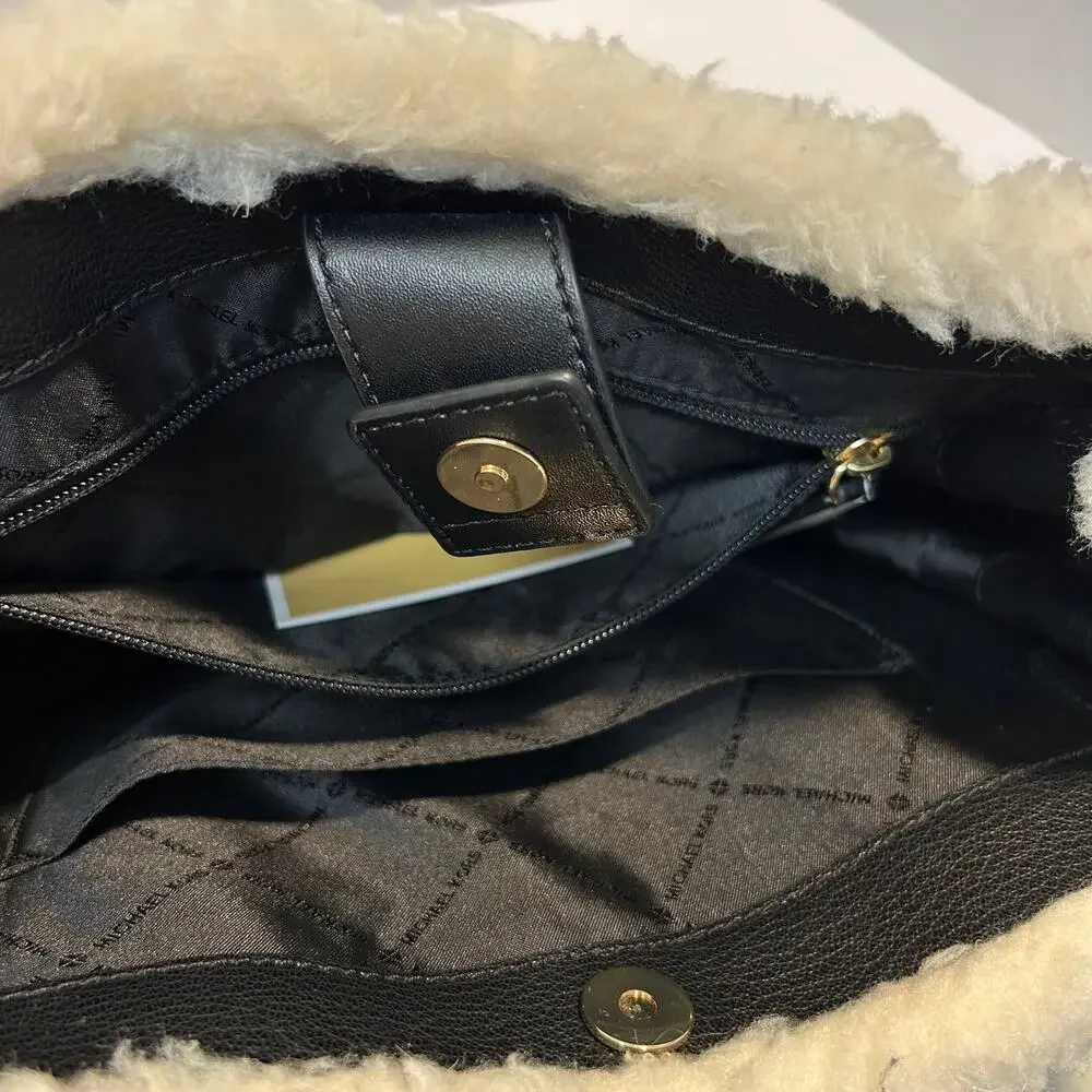 Michael Kors Hamilton Pebbled Leather Sherpa Trimmed‎ Crossbody/Satchel NWT